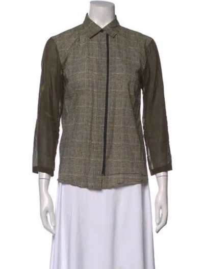 Pre-owned Dries Van Noten Plaid Print Three-quarter Sleeve Top In Multicolor
