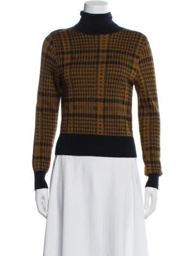Pre-owned Dries Van Noten Plaid Print Turtleneck Sweater In Blue