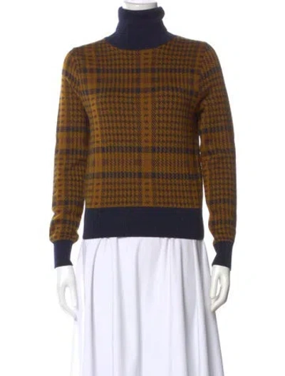 Pre-owned Dries Van Noten Plaid Print Turtleneck Sweater In Multi