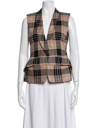 Pre-owned Dries Van Noten Plaid Print Vest In Burgundy