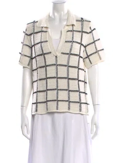 Pre-owned Dries Van Noten Plaid Print V-neck Polo In Neutral