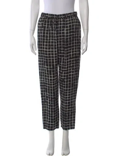 Pre-owned Dries Van Noten Plaid Print Wide Leg Pants In Black