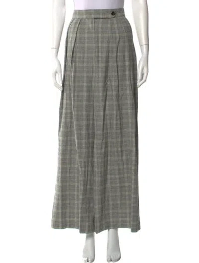 Pre-owned Dries Van Noten Plaid Print Wide Leg Pants In Gray