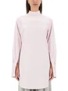 Dries Van Noten Checked Popeline Turtleneck Shirt With High-low Hem