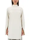 Dries Van Noten Long Cotton Shirt With Checkered Pattern In White