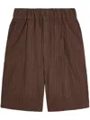 Dries Van Noten Crinkled Knee Length Pleated Bermuda Shorts