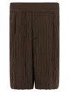 Dries Van Noten Crinkled Knee Length Pleated Bermuda Shorts