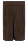 Dries Van Noten Crinkled Knee Length Pleated Bermuda Shorts