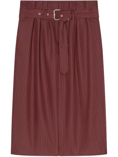 Dries Van Noten Pleat-detailing Midi Skirt In Brown