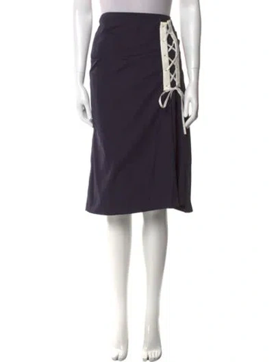 Pre-owned Dries Van Noten Pleated Accents Knee-length Skirt In Blue