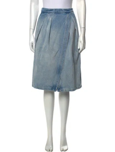 Pre-owned Dries Van Noten Pleated Accents Midi Length Skirt In Blue