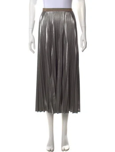 Pre-owned Dries Van Noten Pleated Accents Midi Length Skirt In Silver