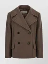Dries Van Noten Pleated Back Double-breasted Coat With Lapels And Pockets In Brown