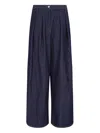 Dries Van Noten Wide-leg Pleated Front Belt Loops Trousers In Blue