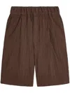 Dries Van Noten Crinkled Knee Length Pleated Bermuda Shorts