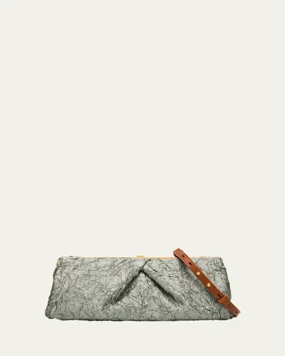 Dries Van Noten Pleated Crushed Viscose-cotton Clutch Bag In Silver