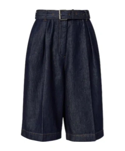 Dries Van Noten Pleated Denim Shorts In Black