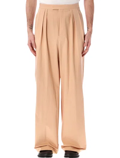 Dries Van Noten Pleated Denim Wide-leg Pants In Neutral