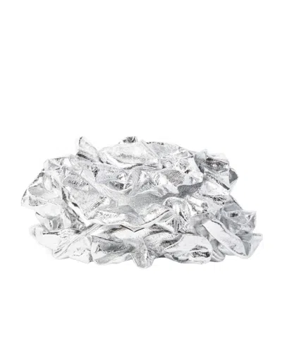 Dries Van Noten Pleated Design Clutch In Silver