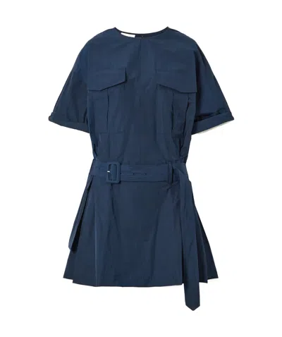 Dries Van Noten Pleated Dress In Blue
