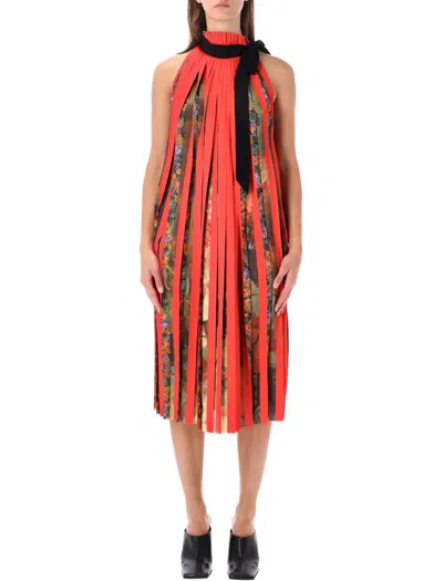Dries Van Noten Pleated Fringe Midi Dress In Multi