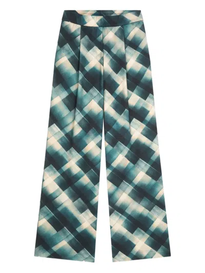 Dries Van Noten Pleated Geometric-pattern Trousers In Neutral