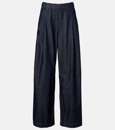 Dries Van Noten Pleated High-rise Wide-leg Jeans In Purple