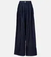 Dries Van Noten Wide-leg Pleated Front Belt Loops Trousers In Blue