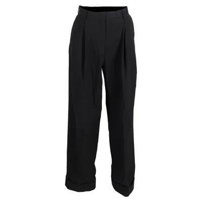 Dries Van Noten Pleated High-waist Wide-leg Trousers In Black Wool