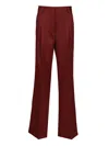 Dries Van Noten Pleated In Shiny Wool Trousers Bordeaux In Brown