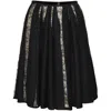 Dries Van Noten Pleated Lace Midi Skirt In Black Wool In Black