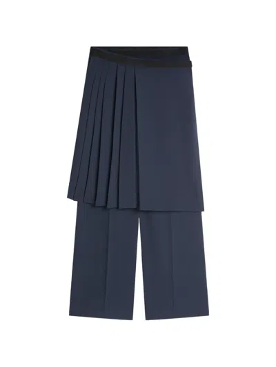 Dries Van Noten Pleated Layered Trousers In Blue