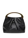 Dries Van Noten Pleated Leather Handbag With Resin Top Handle