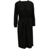 Shop Dries Van Noten Pleated Long Sleeves Midi Dress In Black Wool