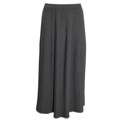Dries Van Noten Pleated Midi Skirt In Grey Polyester