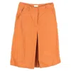 Dries Van Noten Pleated Midi Skirt In Orange Wool In Orange