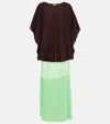 Dries Van Noten Pleated Poplin Midi Dress In Burgundy