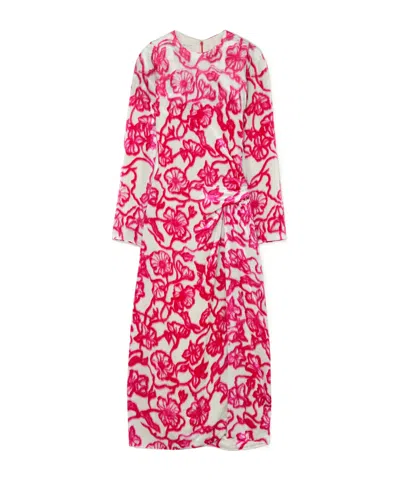 Dries Van Noten Pleated Print Dress In Pink