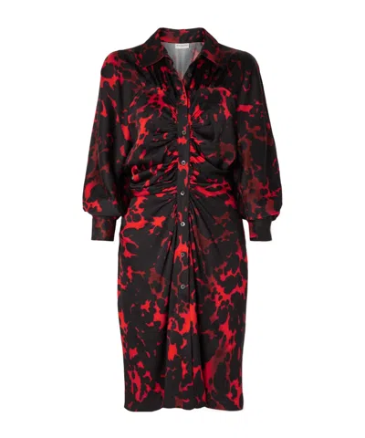 Dries Van Noten Pleated Print Shirt Dress In Black