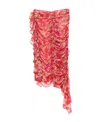 Dries Van Noten Pleated Printed Skirt In Red