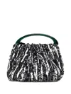 Dries Van Noten Small Pleated Jacquard With Resin Handle Bags In Black
