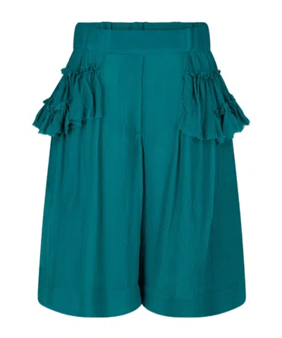 Dries Van Noten Pleated Shorts In Blue