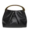 Dries Van Noten Pleated Leather Hand With Resin Top Handle Bags In Black