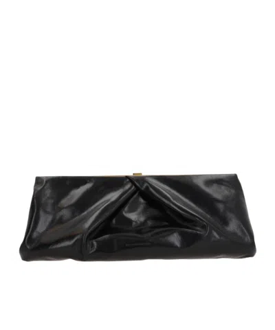 Dries Van Noten Large Naplak Clutch Bag In Black