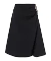 Dries Van Noten Navy Blue Draped Skirt With Brooch In Black