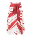 Dries Van Noten Tulip Petal Print Cotton A-line Soni Midi Skirt In White