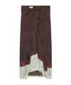 Dries Van Noten Woman Midi Skirt Chocolate Brown Size 12 Silk In Gray