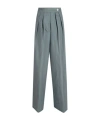 Dries Van Noten High Waist Wide Leg Trousers With Button Detail In Gray