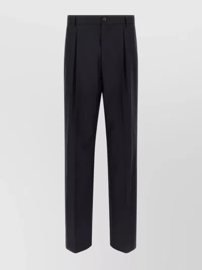 Dries Van Noten Pleated Trousers With Belt Loops And Back Pocket In Black