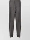 Dries Van Noten Pleated Trousers With Belt Loops And Cuffed Hem In Brown